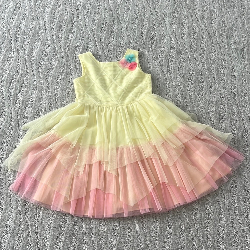 Jona Michelle Yellow and Pink Layered Dress